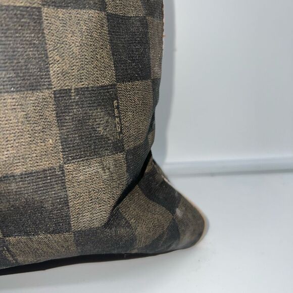 Fendi Vintage RARE Brown Checkered Box Short Handle Tote - Picture 4 of 16